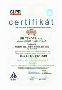 Zskali jsme certifikt o zen jakosti ISO 9001:2001