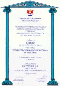Nejlepší firma okresu Příbram za rok 2004